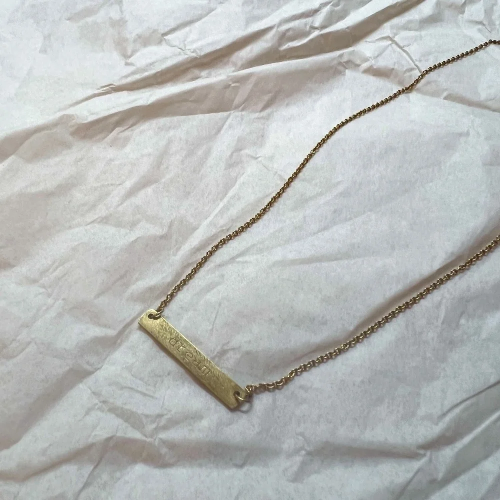 Dream Engraved 14K‎ Plate necklace